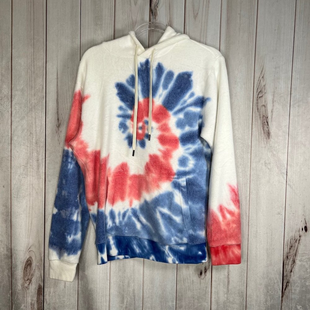 Feat BlanketBlend Hoodie Tie Dye Swirl Red White & Blue Unisex Size Medium